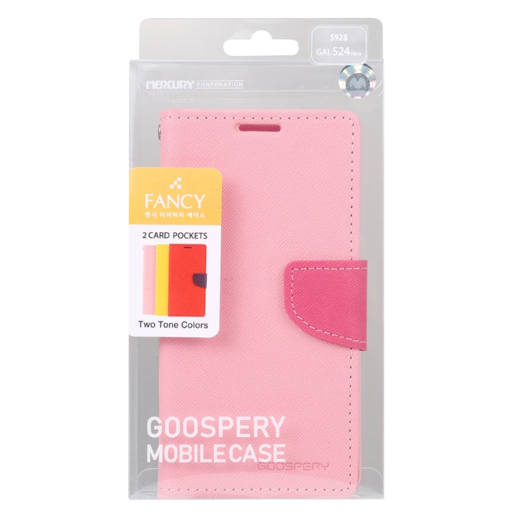 For Samsung Galaxy S24 Ultra 5G GOOSPERY FANCY DIARY Cross Texture Leather Phone Case(Pink) - Galaxy S24 Ultra 5G Cases by GOOSPERY | Online Shopping UK | buy2fix