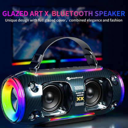 New Rixing NR8806 Portable Outdoor Wireless Bluetooth Speaker RGB Colorful Subwoofer, Style:Single Mic(Black) - Desktop Speaker by NewRixing | Online Shopping UK | buy2fix