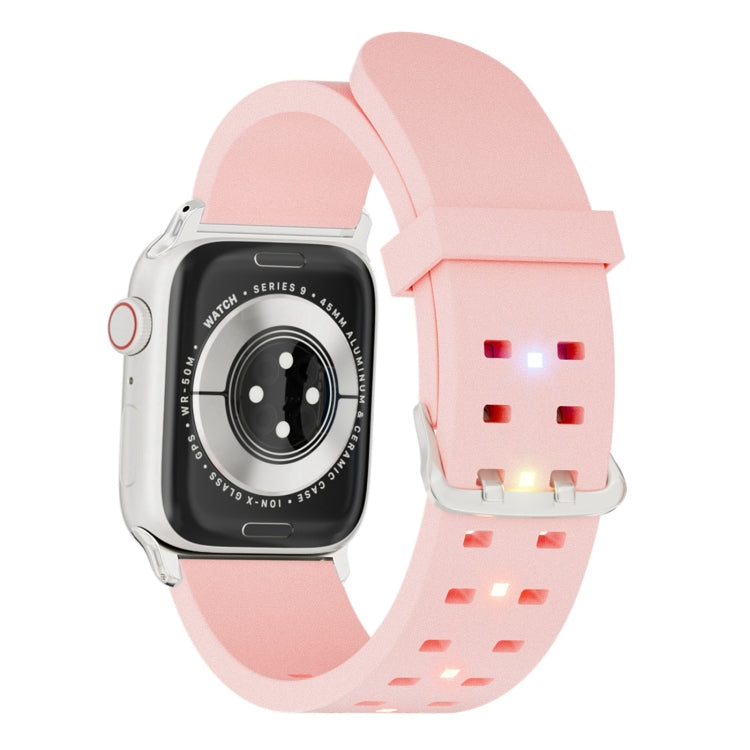 For Apple Watch SE 44mm Luminous Colorful Light Silicone Watch Band(Pink) - Watch Bands by buy2fix | Online Shopping UK | buy2fix