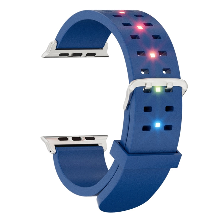 For Apple Watch Series 2 42mm Luminous Colorful Light Silicone Watch Band(Blue) - Watch Bands by buy2fix | Online Shopping UK | buy2fix