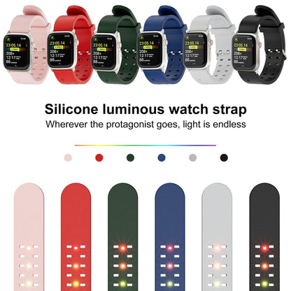 For Apple Watch SE 2022 44mm Luminous Colorful Light Silicone Watch Band(Light Grey) - Watch Bands by buy2fix | Online Shopping UK | buy2fix