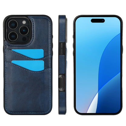 For iPhone 16 Pro Max Litchi Leather Skin Card Slots Phone Case(Blue) - iPhone 16 Pro Max Cases by buy2fix | Online Shopping UK | buy2fix