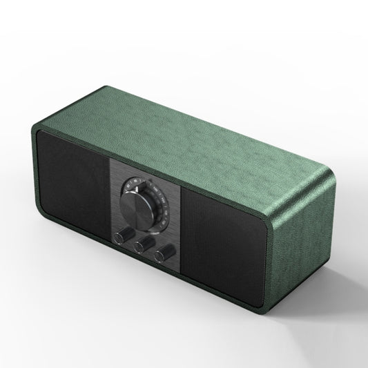 OneDer JY82 Wooden Retro Styling Wireless Speaker HIFI Classic FM Radio Support TF / U-Disk / AUX(Leather Green) - Desktop Speaker by OneDer | Online Shopping UK | buy2fix