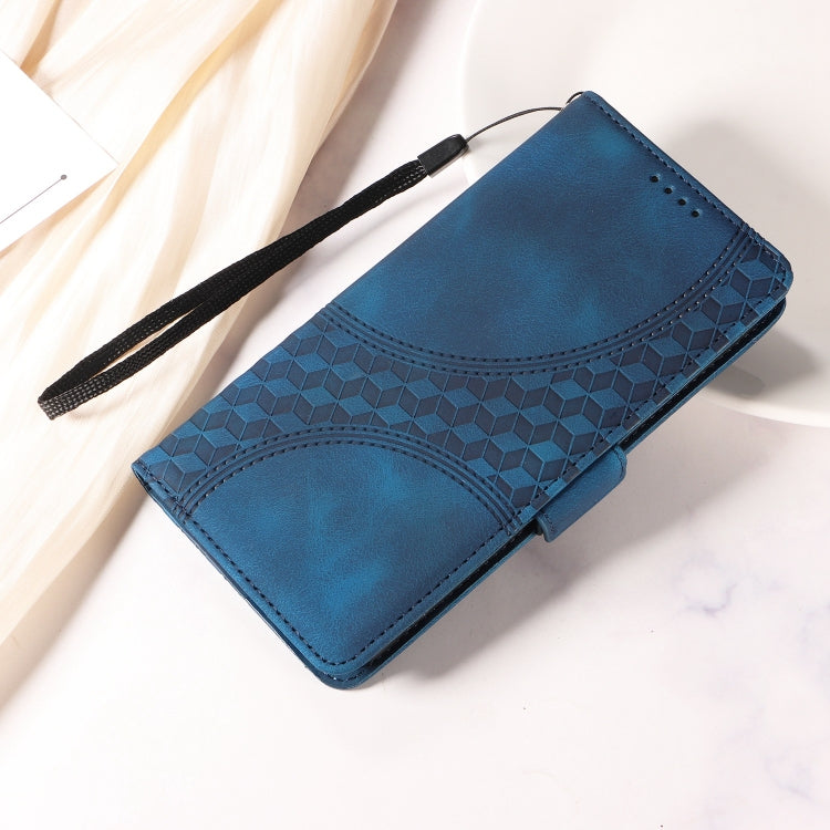 For iPhone 16 Pro Embossed Rhombus Starry Leather Phone Case(Blue) - iPhone 16 Pro Cases by buy2fix | Online Shopping UK | buy2fix