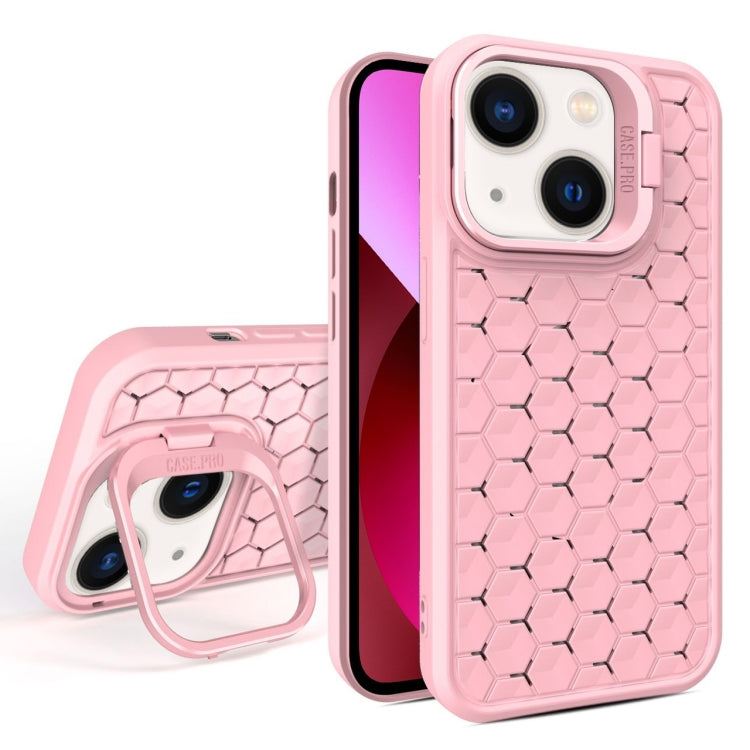 For iPhone 13 Honeycomb Radiating Lens Holder Magsafe Phone Case(Pink) - iPhone 13 Cases by buy2fix | Online Shopping UK | buy2fix