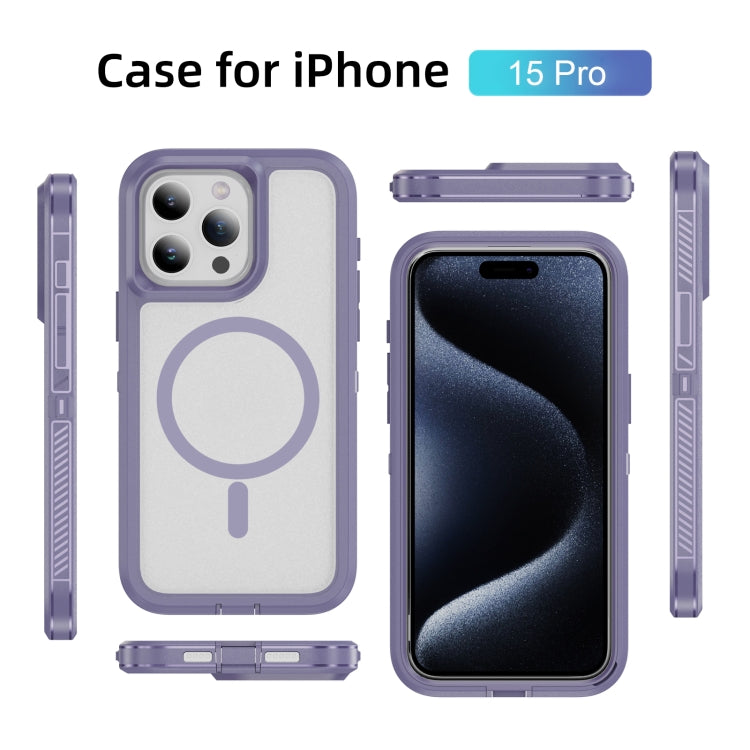 For iPhone 15 Pro Guard Magsafe Magnetic Ring Matte Phone Case(Light Purple) - iPhone 15 Pro Cases by buy2fix | Online Shopping UK | buy2fix