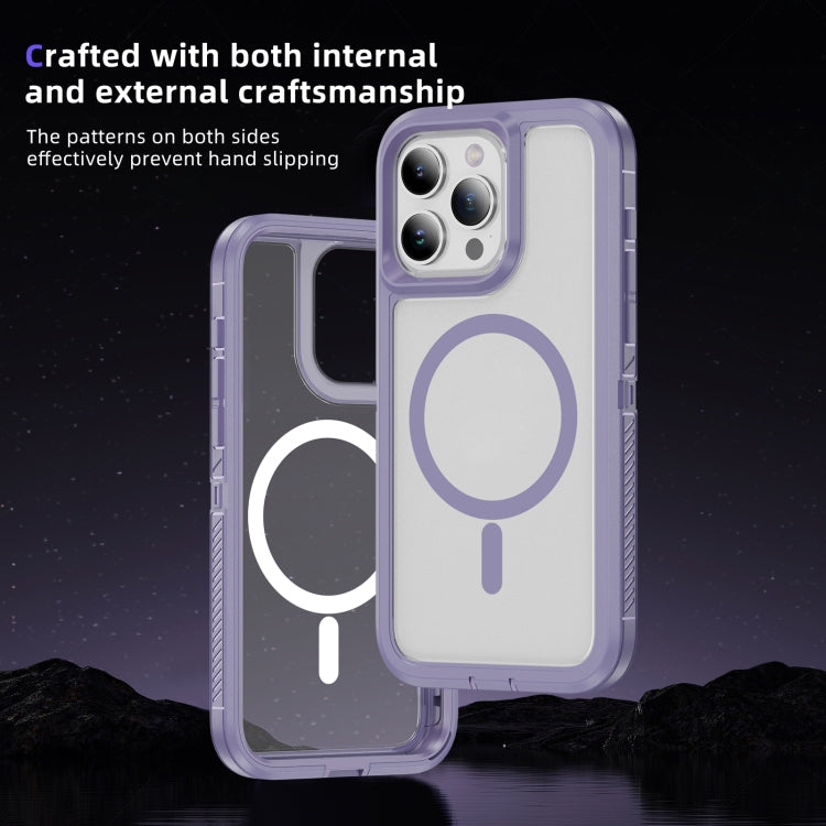 For iPhone 15 Pro Guard Magsafe Magnetic Ring Matte Phone Case(Light Purple) - iPhone 15 Pro Cases by buy2fix | Online Shopping UK | buy2fix