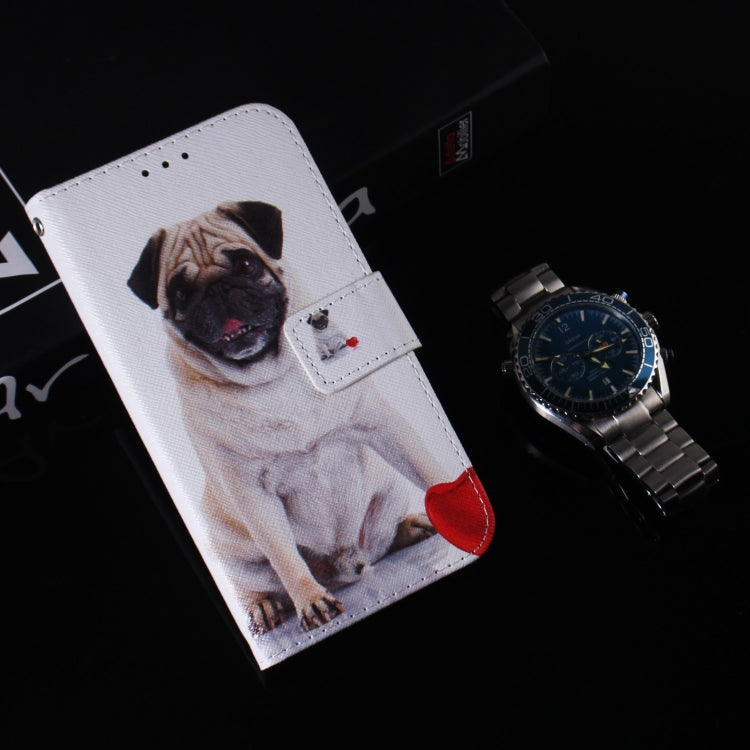 For Google Pixel 9 Pro Coloured Drawing Flip Leather Phone Case(Pug) - Google Cases by buy2fix | Online Shopping UK | buy2fix