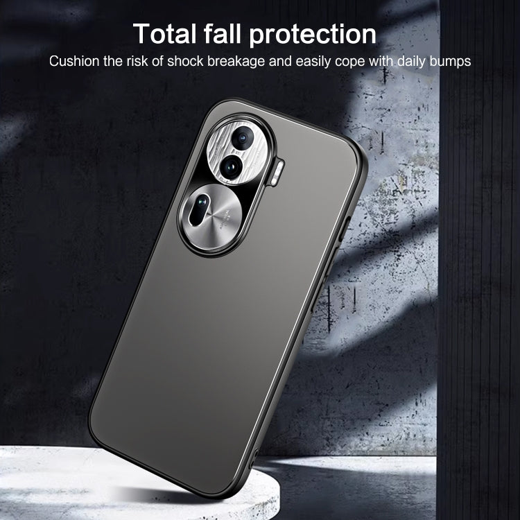 For OPPO Reno11 Global R-JUST RJ-61 Electroplating Frosted TPU + PC Phone Case(Grey) - Reno11 Cases by R-JUST | Online Shopping UK | buy2fix