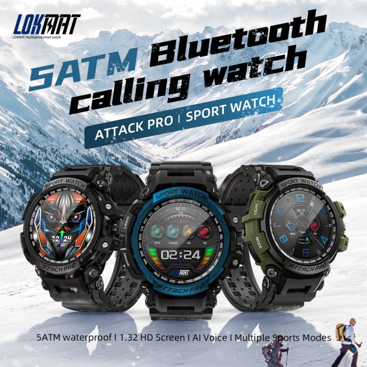 LOKMAT ATTACK Pro 1.32 inch BT5.1 Smart Sport Watch, Support Bluetooth Call / Sleep / Blood Oxygen / Heart Rate / Blood Pressure Health Monitor(Black) - Smart Watches by Lokmat | Online Shopping UK | buy2fix