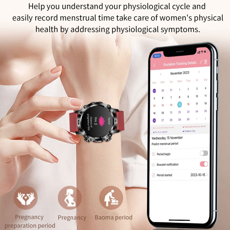 ET482 1.43 inch AMOLED Screen Sports Smart Watch Support Bluethooth Call /  ECG Function(Red Silicone Band) - Smart Watches by buy2fix | Online Shopping UK | buy2fix