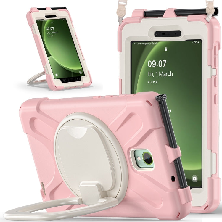 For Samsung Galaxy Tab Active5 X300 Silicone Hybrid PC Tablet Case with Holder & Shoulder Strap(Pink) - Other Galaxy Tab PC by buy2fix | Online Shopping UK | buy2fix