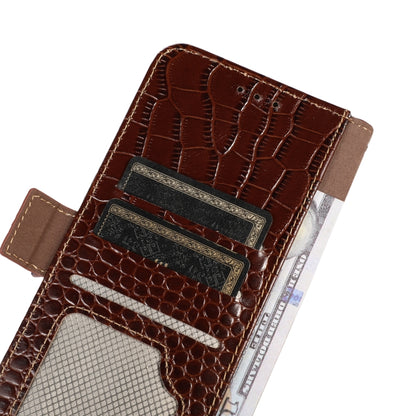 For Google Pixel 9 Crocodile Top Layer Cowhide Leather Phone Case(Brown) - Google Cases by buy2fix | Online Shopping UK | buy2fix