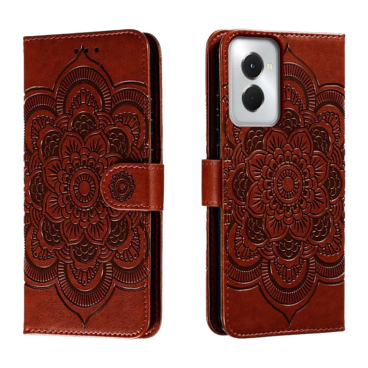 For Motorola Moto G Power 5G 2024 Sun Mandala Embossing Pattern Phone Leather Case(Brown) - Motorola Cases by buy2fix | Online Shopping UK | buy2fix