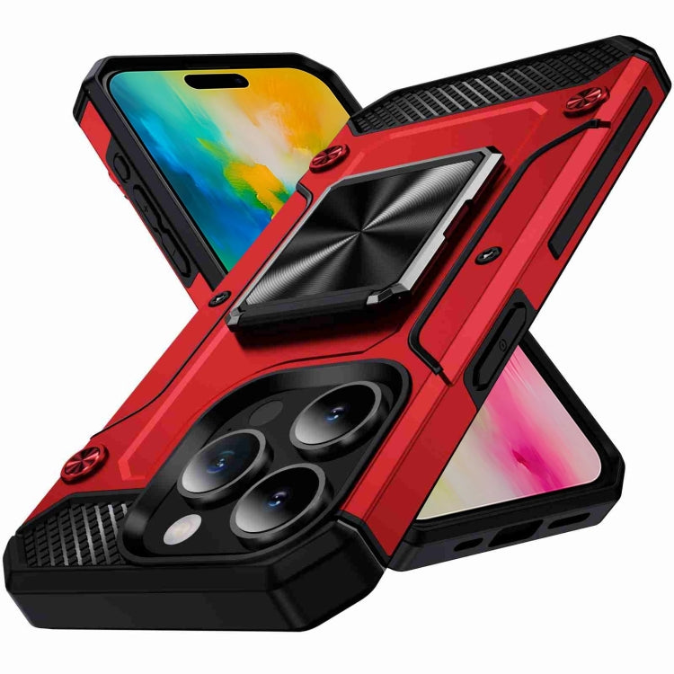 For iPhone 16 Pro Max Shockproof Metal Holder Phone Case(Red) - iPhone 16 Pro Max Cases by buy2fix | Online Shopping UK | buy2fix