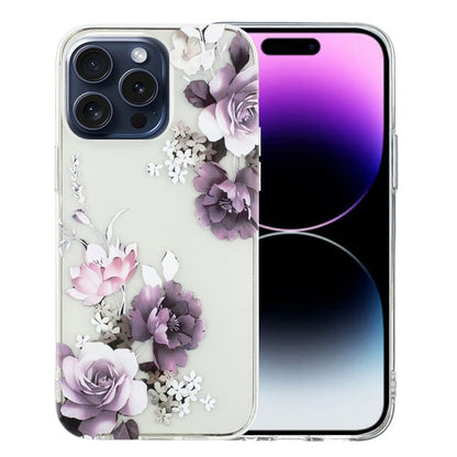 For iPhone 16 Pro Max Colorful Painting Pattern TPU Phone Case(Peony) - iPhone 16 Pro Max Cases by buy2fix | Online Shopping UK | buy2fix