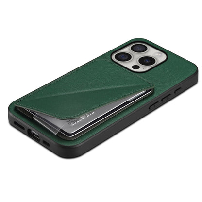 For iPhone 16 Pro D04 Calf Texture Dual Card Slot Holder Phone Case(Green) - iPhone 16 Pro Cases by buy2fix | Online Shopping UK | buy2fix