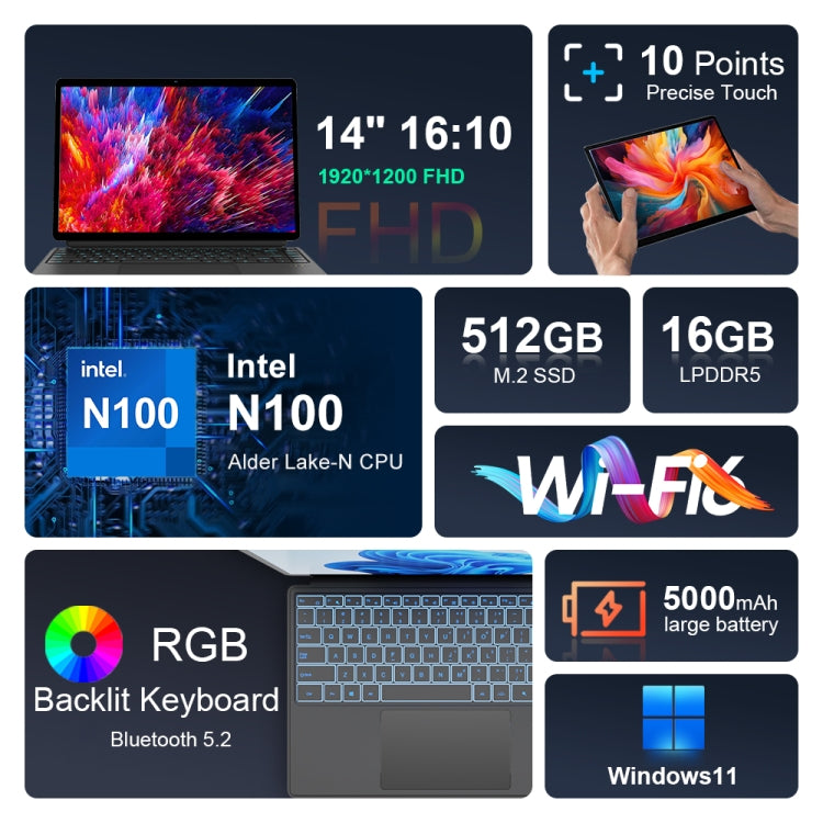 Ninkear T40 14 inch 2 in 1 Laptop, 16GB+512GB, Windows 11 Intel Alder Lake N100 Quad Core(US Plug) - Others by Ninkear | Online Shopping UK | buy2fix