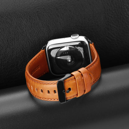 For Apple Watch Series 8 41mm DUX DUCIS Business Genuine Leather Watch Strap(Khaki) - Watch Bands by DUX DUCIS | Online Shopping UK | buy2fix