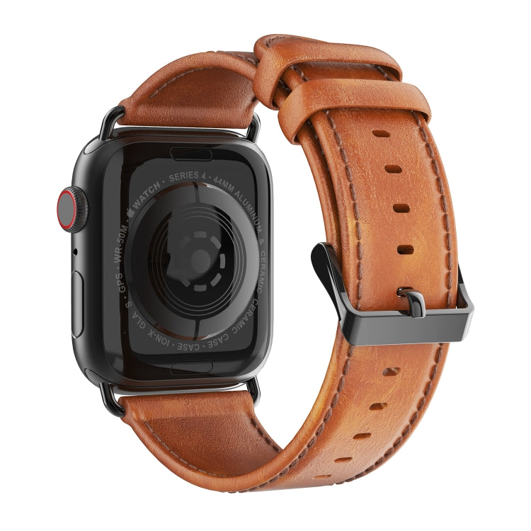 For Apple Watch Series 2 38mm DUX DUCIS Business Genuine Leather Watch Strap(Khaki) - Watch Bands by DUX DUCIS | Online Shopping UK | buy2fix