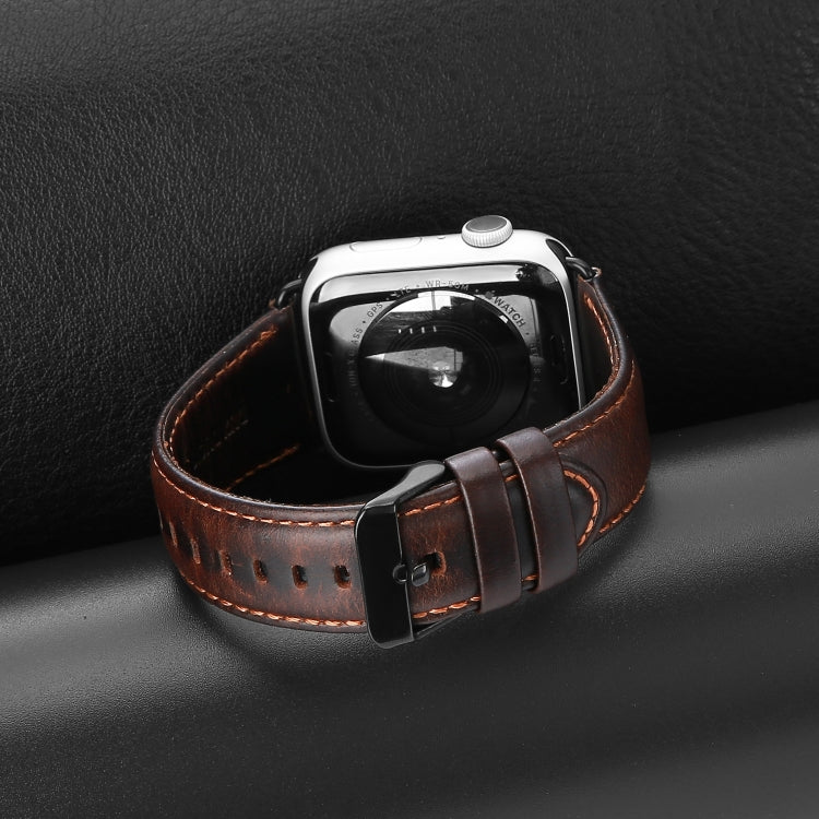 For Apple Watch Series 10 42mm DUX DUCIS Business Genuine Leather Watch Strap(Coffee) - Watch Bands by DUX DUCIS | Online Shopping UK | buy2fix