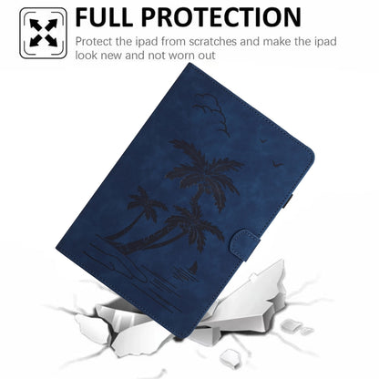 For iPad Pro 11 2024 Coconut Tree Embossed Smart Leather Tablet Case(Blue) - iPad Pro 11 2024 Cases by buy2fix | Online Shopping UK | buy2fix