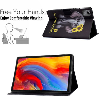 For Lenovo Tab M11 / Xiaoxin Pad 11 2024 Electric Pressed Colored Drawing Smart Leather Tablet Case(Flower Elephant) - Lenovo by buy2fix | Online Shopping UK | buy2fix