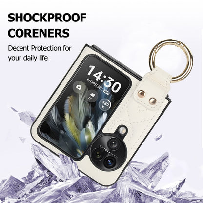 For OPPO Find N3 Flip V-shaped PU Hybrid TPU Ring Holder Phone Case(White) - Find N3 Flip Cases by buy2fix | Online Shopping UK | buy2fix