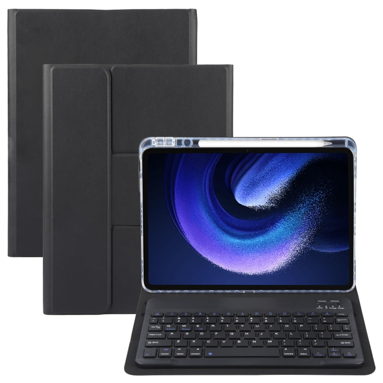 For Xiaomi Pad 6 Square Button Bluetooth Keyboard Rotatable Holder Leather Case(Black) - Others Keyboard by buy2fix | Online Shopping UK | buy2fix