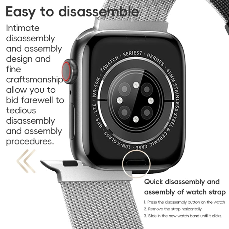 For Apple Watch SE 2023 44mm ZGA Milanese Magnetic Metal Watch Band(Black) - Watch Bands by ZGA | Online Shopping UK | buy2fix