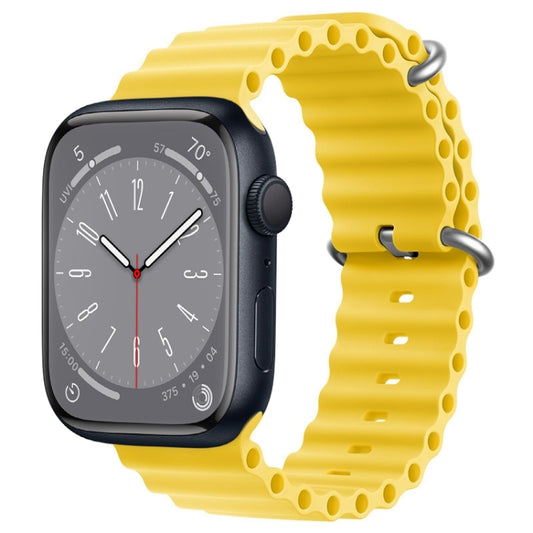 For Apple Watch Series 8 45mm ZGA Ocean Silicone Watch Band(Yellow) - Watch Bands by ZGA | Online Shopping UK | buy2fix