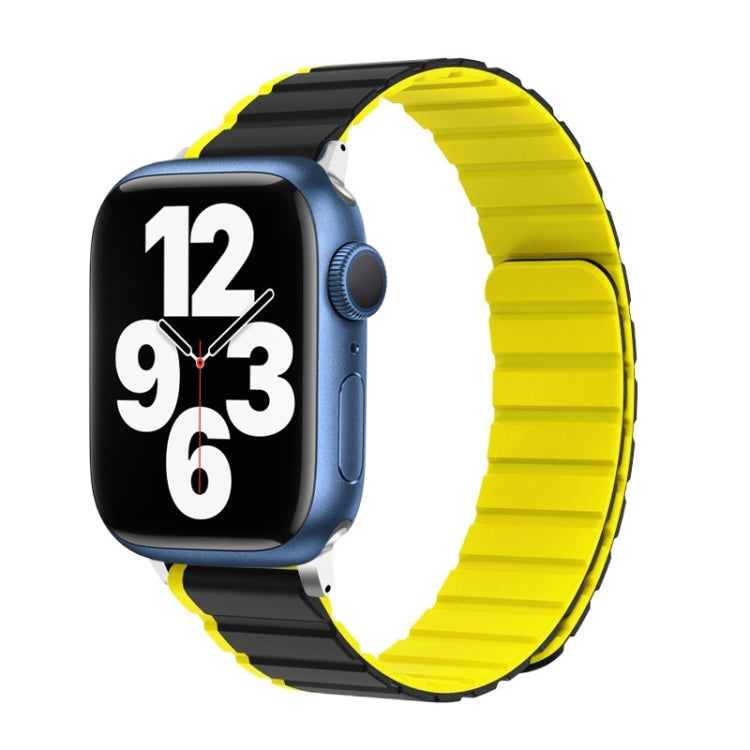 For Apple Watch Series 7 45mm ZGA Two Color Magnetic Silicone Watch Band(Grey+Yellow) - Watch Bands by ZGA | Online Shopping UK | buy2fix