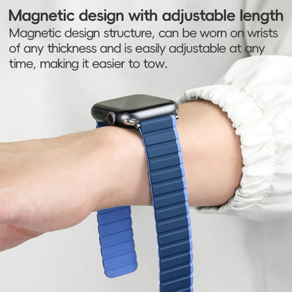 For Apple Watch Series 4 44mm ZGA Two Color Magnetic Silicone Watch Band(Dark Blue+Light Blue) - Watch Bands by ZGA | Online Shopping UK | buy2fix