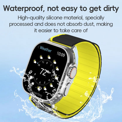 For Apple Watch Series 7 45mm ZGA Two Color Magnetic Silicone Watch Band(Grey+Yellow) - Watch Bands by ZGA | Online Shopping UK | buy2fix