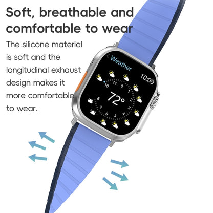 For Apple Watch Series 4 44mm ZGA Two Color Magnetic Silicone Watch Band(Dark Blue+Light Blue) - Watch Bands by ZGA | Online Shopping UK | buy2fix