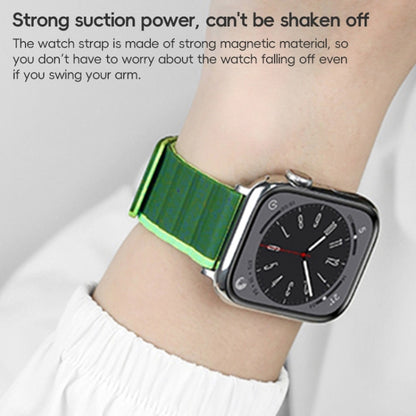 For Apple Watch Series 8 45mm ZGA Two Color Magnetic Silicone Watch Band(Dark Green+Light Green) - Watch Bands by ZGA | Online Shopping UK | buy2fix