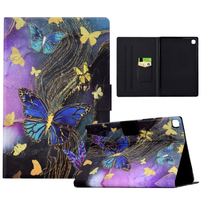 For Samsung Galaxy Tab S6 Lite 2024/2022 Voltage Painted Smart Leather Tablet Case(Gold Butterflies) - Tab S6 Lite P610 / P615 by buy2fix | Online Shopping UK | buy2fix