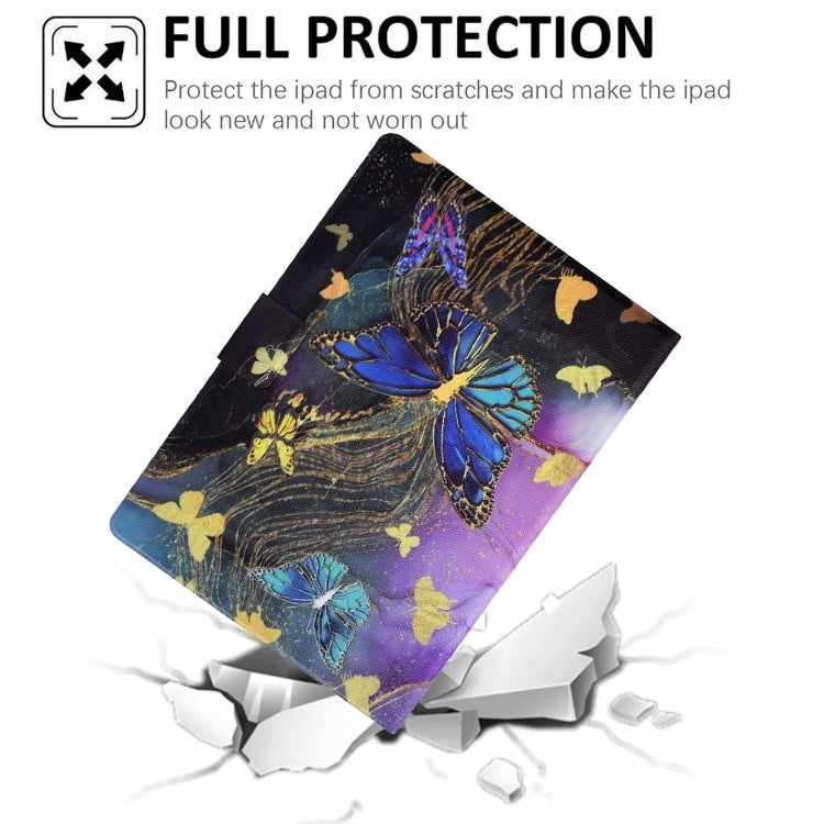 For Samsung Galaxy Tab S6 Lite 2024/2022 Voltage Painted Smart Leather Tablet Case(Gold Butterflies) - Tab S6 Lite P610 / P615 by buy2fix | Online Shopping UK | buy2fix