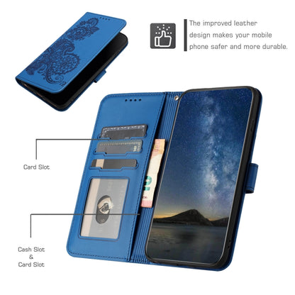 For Sharp Aquos sense8/SHG11/SH-54D Datura Flower Embossed Flip Leather Phone Case(Blue) - More Brand by buy2fix | Online Shopping UK | buy2fix