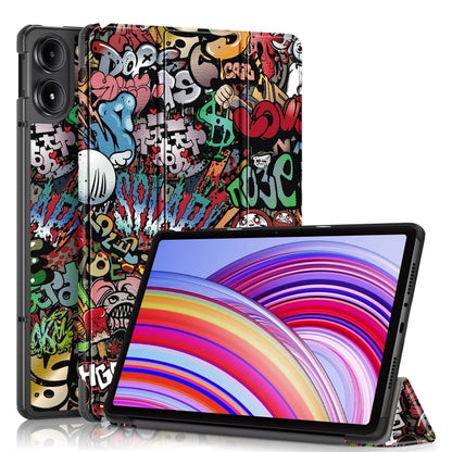 For Xiaomi Redmi Pad Pro 12.1 Custer Painted 3-Fold Stand Leather Smart Tablet Case(Graffiti) - More Tablet Cases by buy2fix | Online Shopping UK | buy2fix