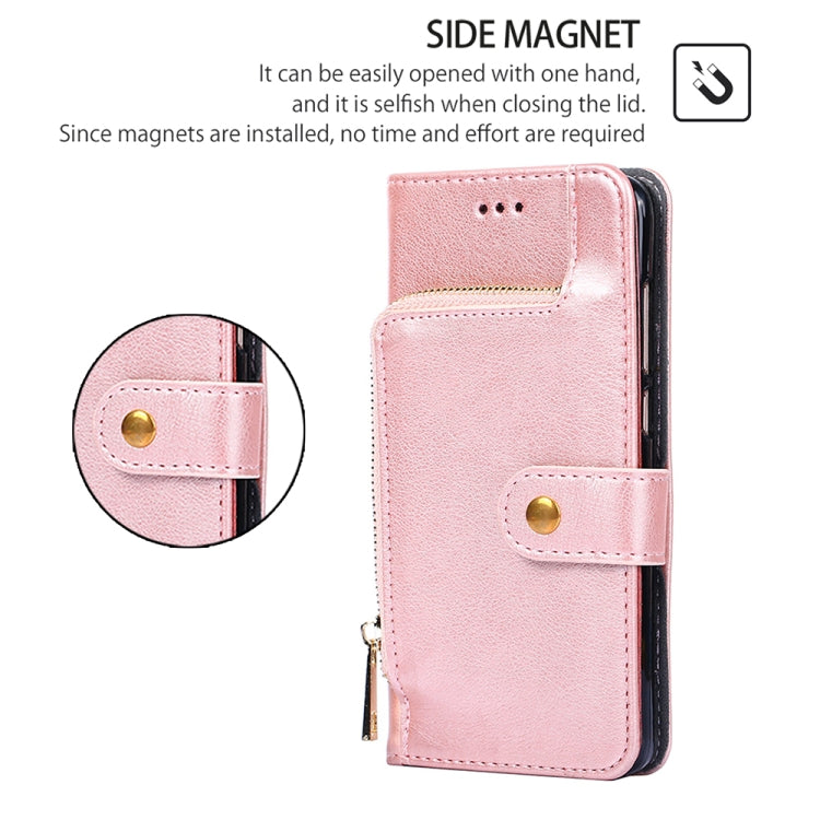 For Motorola Moto G Play 4G 2024 Zipper Bag Leather Phone Case(Rose Gold) - Motorola Cases by buy2fix | Online Shopping UK | buy2fix