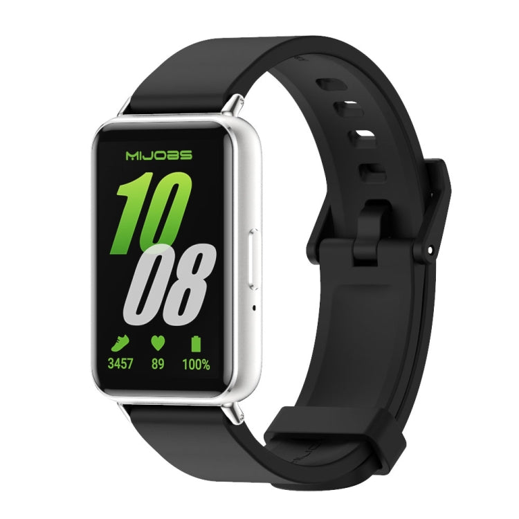 For Samsung Galaxy Fit 3 Mijobs Silicone Watch Band(Black+Silver) - Watch Bands by MIJOBS | Online Shopping UK | buy2fix