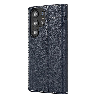 For Samsung Galaxy S24 Ultra 5G GEBEI Top-grain Horizontal Flip Leather Phone Case(Blue) - Galaxy S24 Ultra 5G Cases by GEBEI | Online Shopping UK | buy2fix