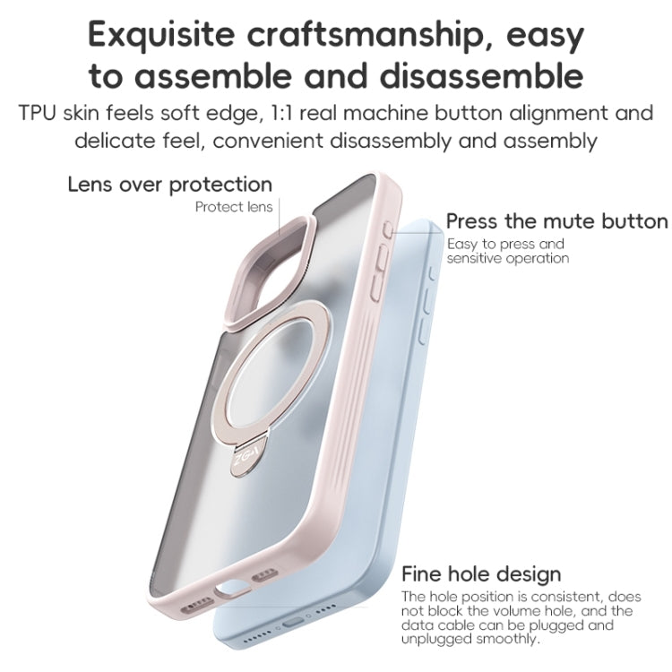 For iPhone 15 ZGA Magsafe Holder PC Hybrid TPU Phone Case(Pink) - iPhone 15 Cases by ZGA | Online Shopping UK | buy2fix