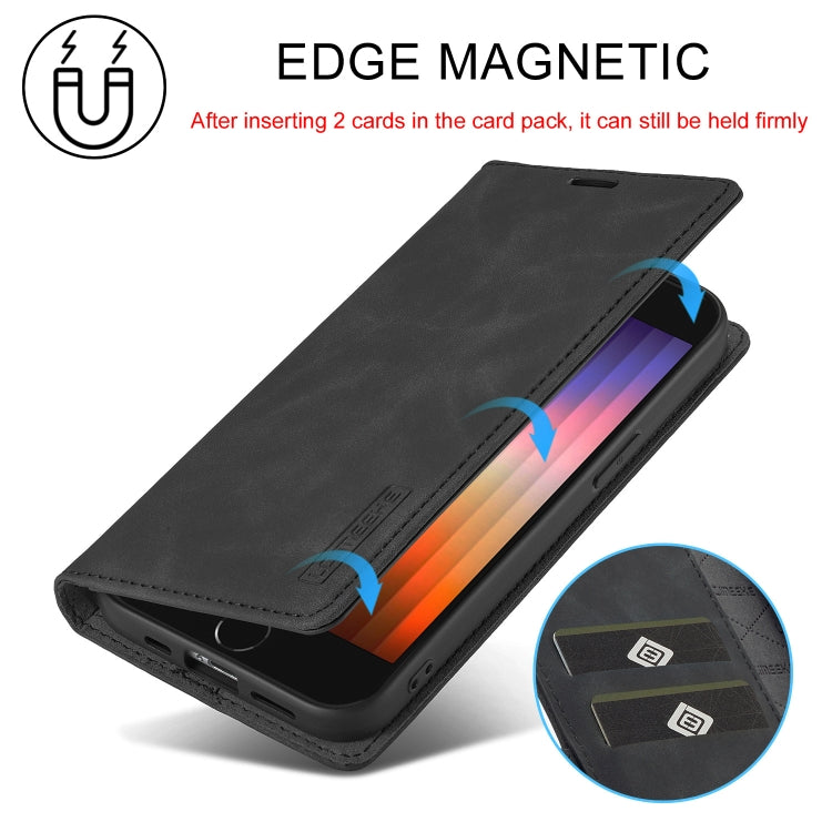 For iPhone SE 2024 LC.IMEEKE Strong Magnetic Leather Phone Case with Holder & Card Slots & Wallet(Black) - More iPhone Cases by LC.IMEEKE | Online Shopping UK | buy2fix