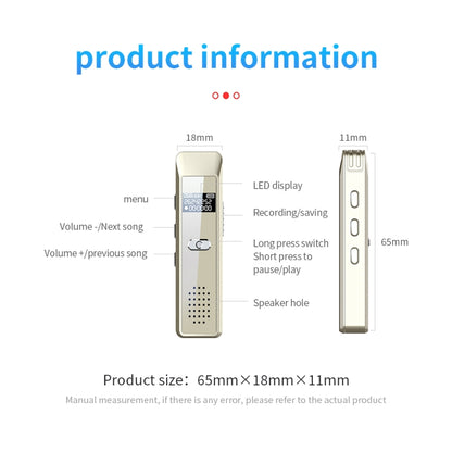 JNN Q7 Mini Portable Voice Recorder with OLED Screen, Memory:32GB(Gold) - Recording Pen by JNN | Online Shopping UK | buy2fix