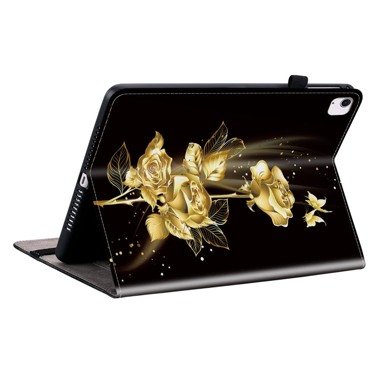 For iPad Air 11 2024 Crystal Texture Painted Leather Smart Tablet Case(Gold Butterfly Rose) - iPad Air 11 2024 Cases by buy2fix | Online Shopping UK | buy2fix