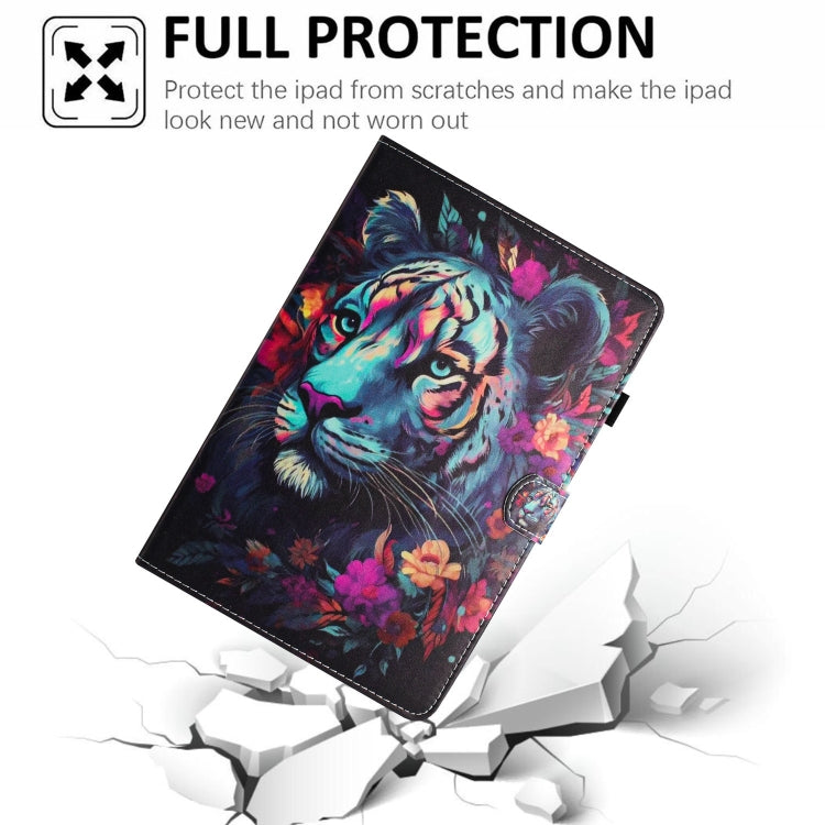 For Samsung Galaxy Tab A9+ Painted Litchi Leather Sewing Smart Tablet Case(Tiger) - Galaxy Tab A9+ by buy2fix | Online Shopping UK | buy2fix