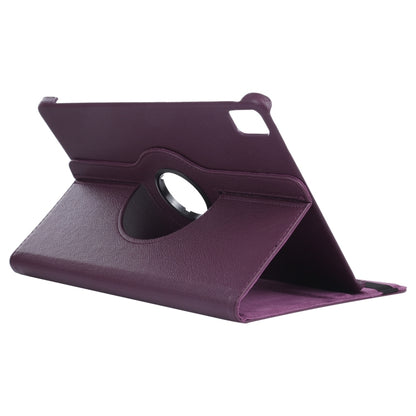 For iPad Pro 13 2024 360 Degree Rotation Litchi Texture Leather Tablet Case with Holder(Purple) - iPad Pro 13 2024 Cases by buy2fix | Online Shopping UK | buy2fix