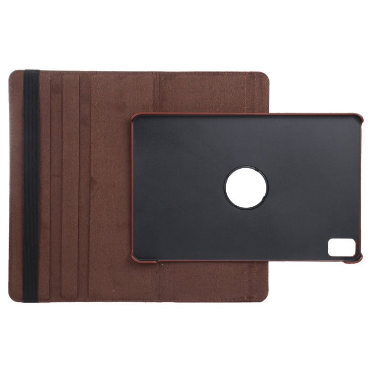 For iPad Air 11 2024 360 Degree Rotation Litchi Texture Leather Tablet Case with Holder(Brown) - iPad Air 11 2024 Cases by buy2fix | Online Shopping UK | buy2fix